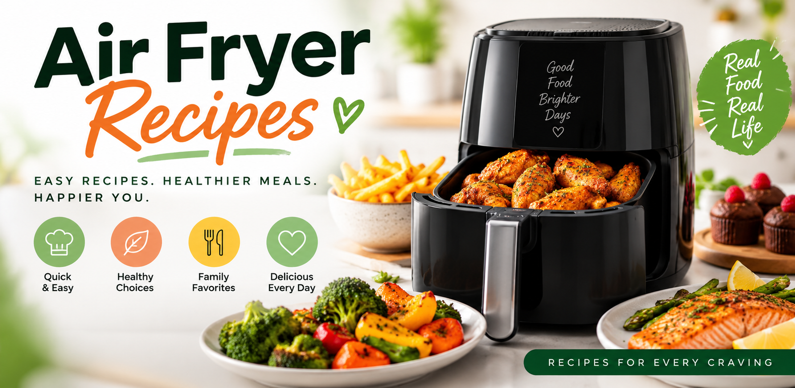 Air Fryer Recipes — 200 recipes, 8 categories