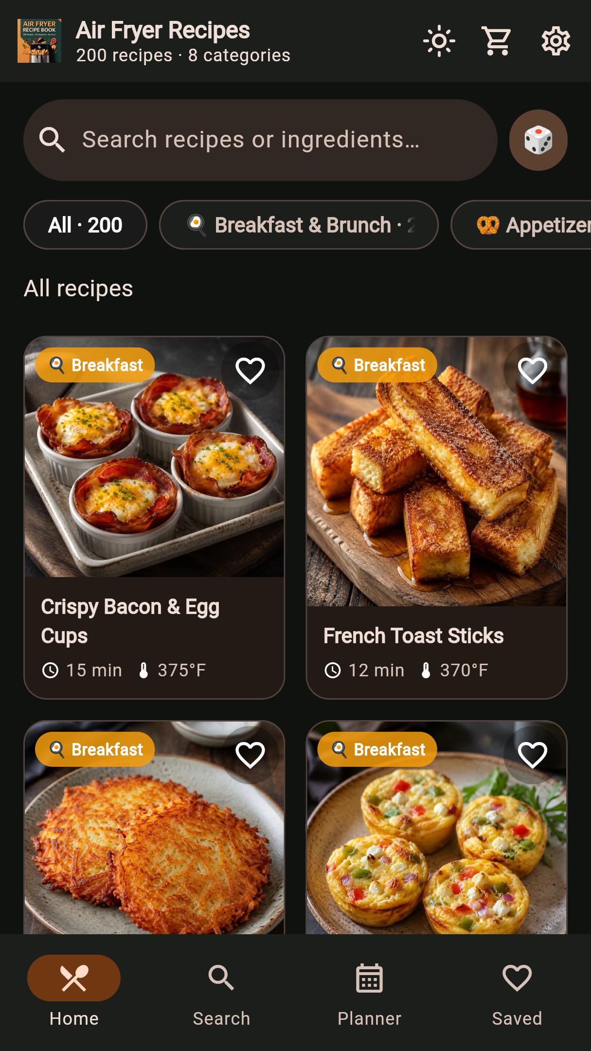 Browse all 200 recipes by category