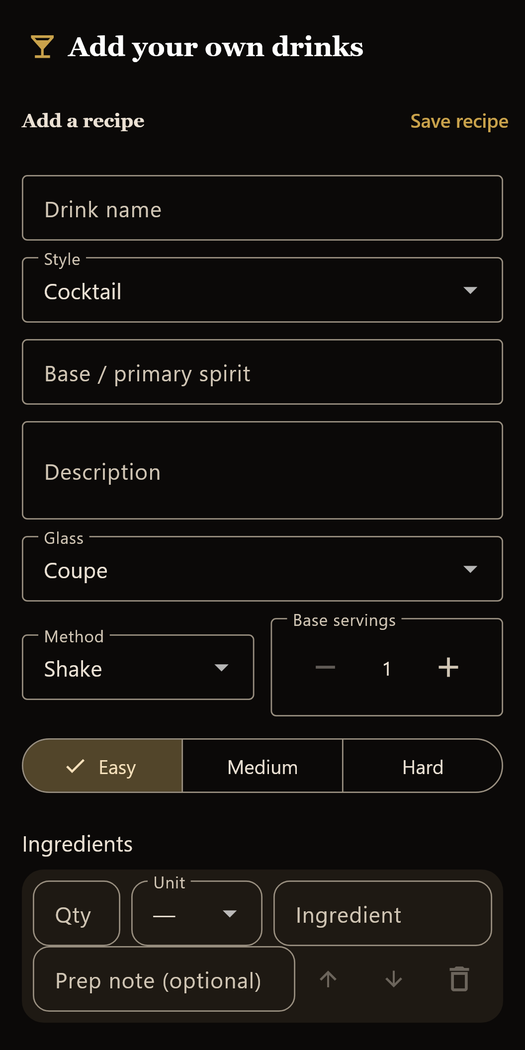 Bar Tender Atlas — adding your own recipe