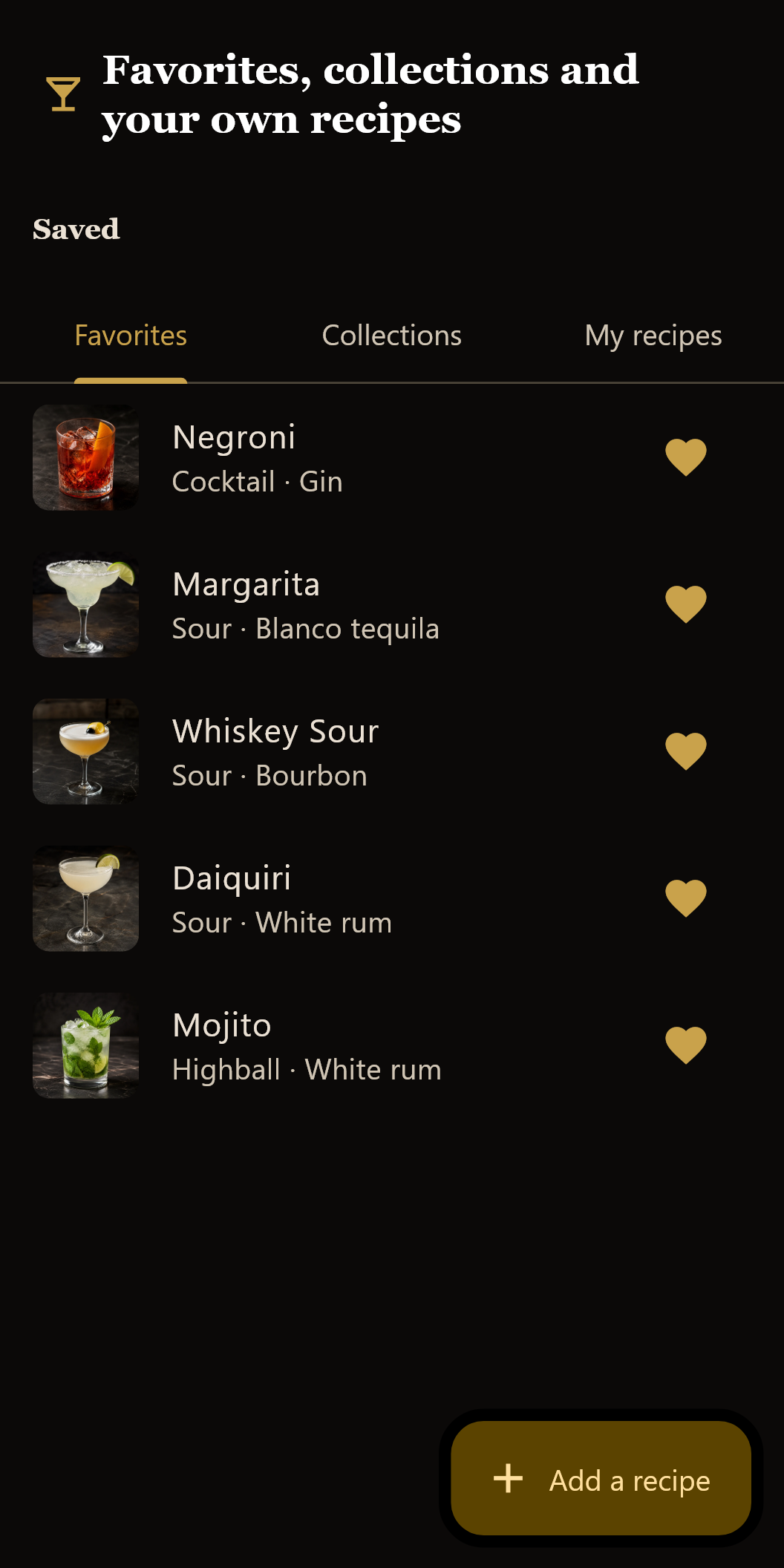 Bar Tender Atlas — favorites and collections
