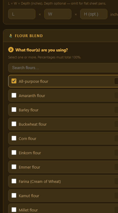 Bread Maker — flour blend selection