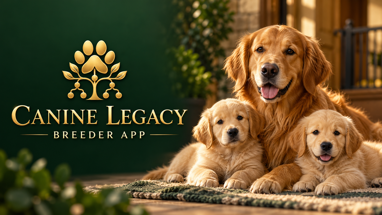 Canine Legacy Breeder App – eine Golden-Retriever-Hündin mit ihren Welpen