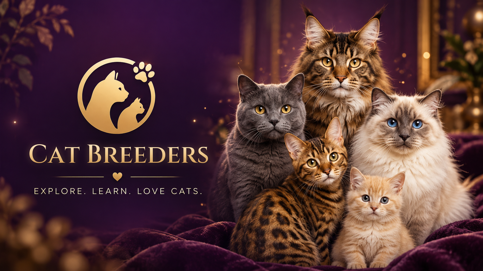 Cat Breeders — a Maine Coon, British Shorthair, Ragdoll, Bengal and a kitten