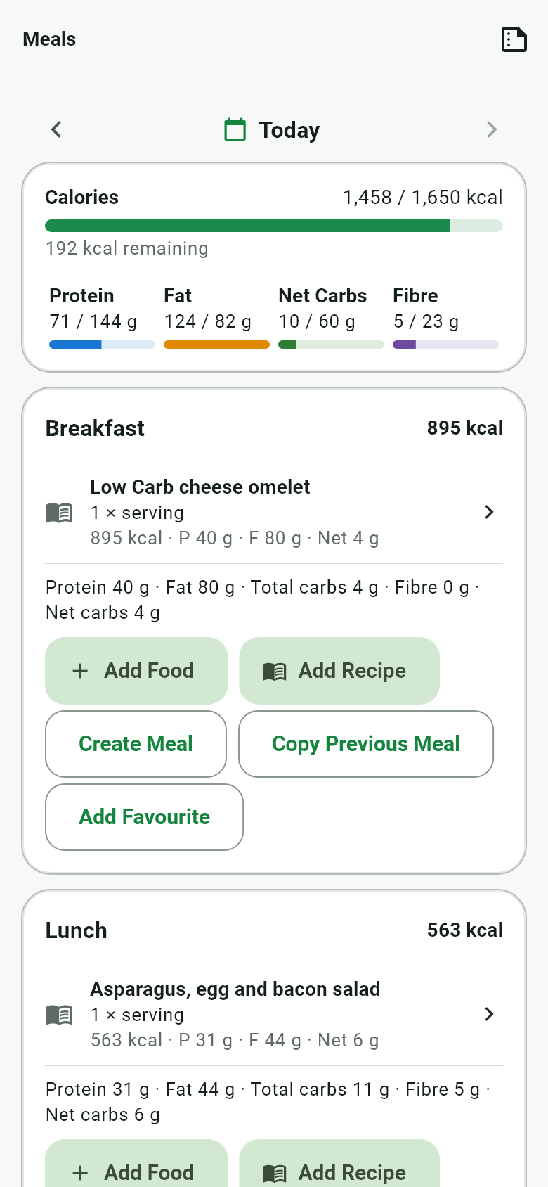 Healthy Plate — Ernährungstagebuch mit Kalorien und Makros für jede Mahlzeit