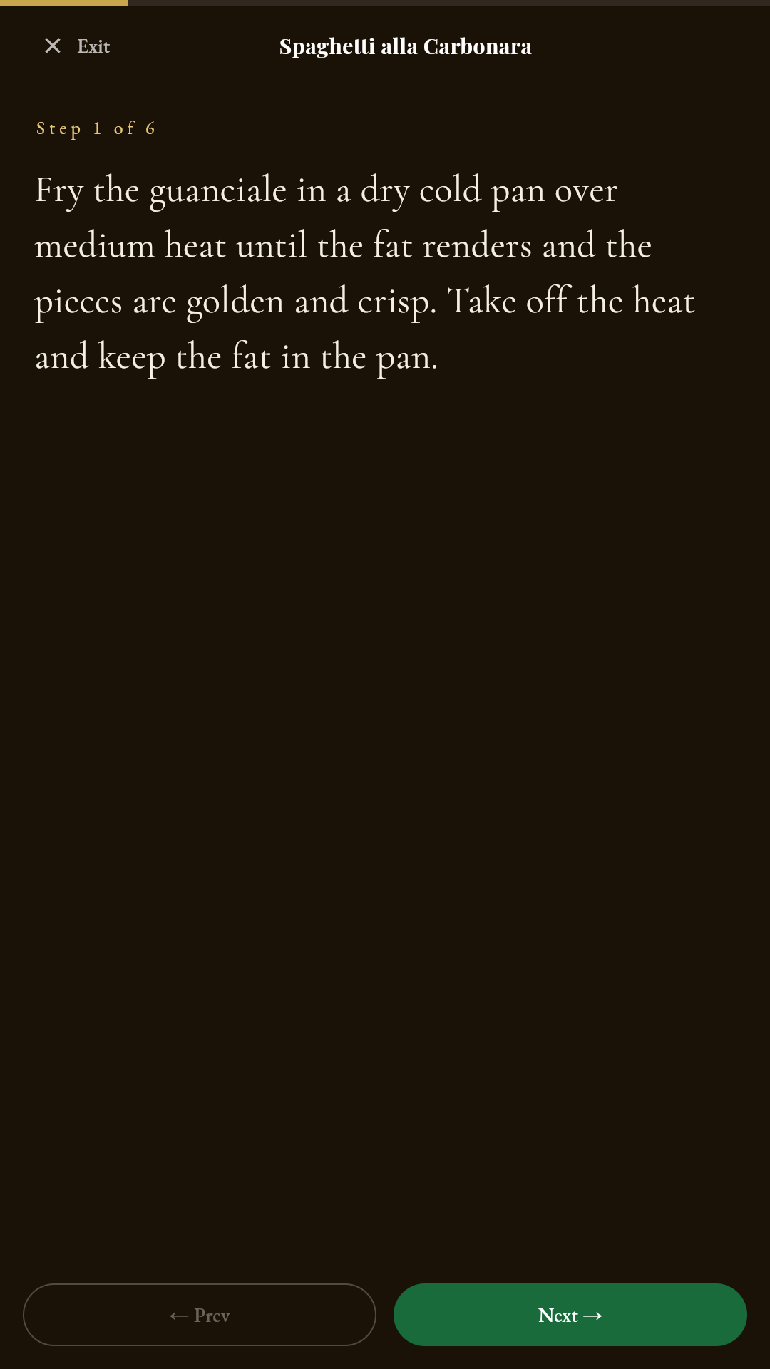 La Cucina Italiana — step-by-step Cook Mode