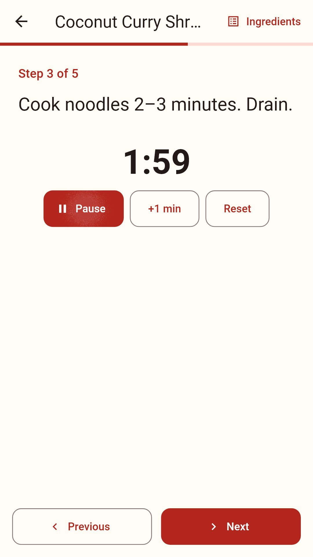 Ramen Recipes — Cook Mode with a running step timer