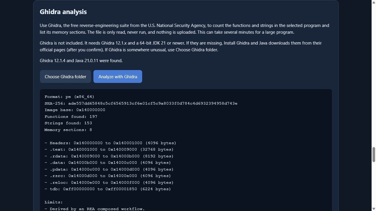 Reverse Engineer Apps — Ghidra analysis: functions, strings and memory sections