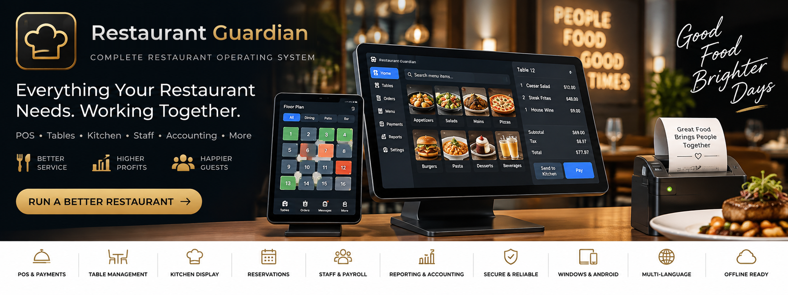 Restaurant Guardian: sistema operativo completo para restaurantes en Windows y Android