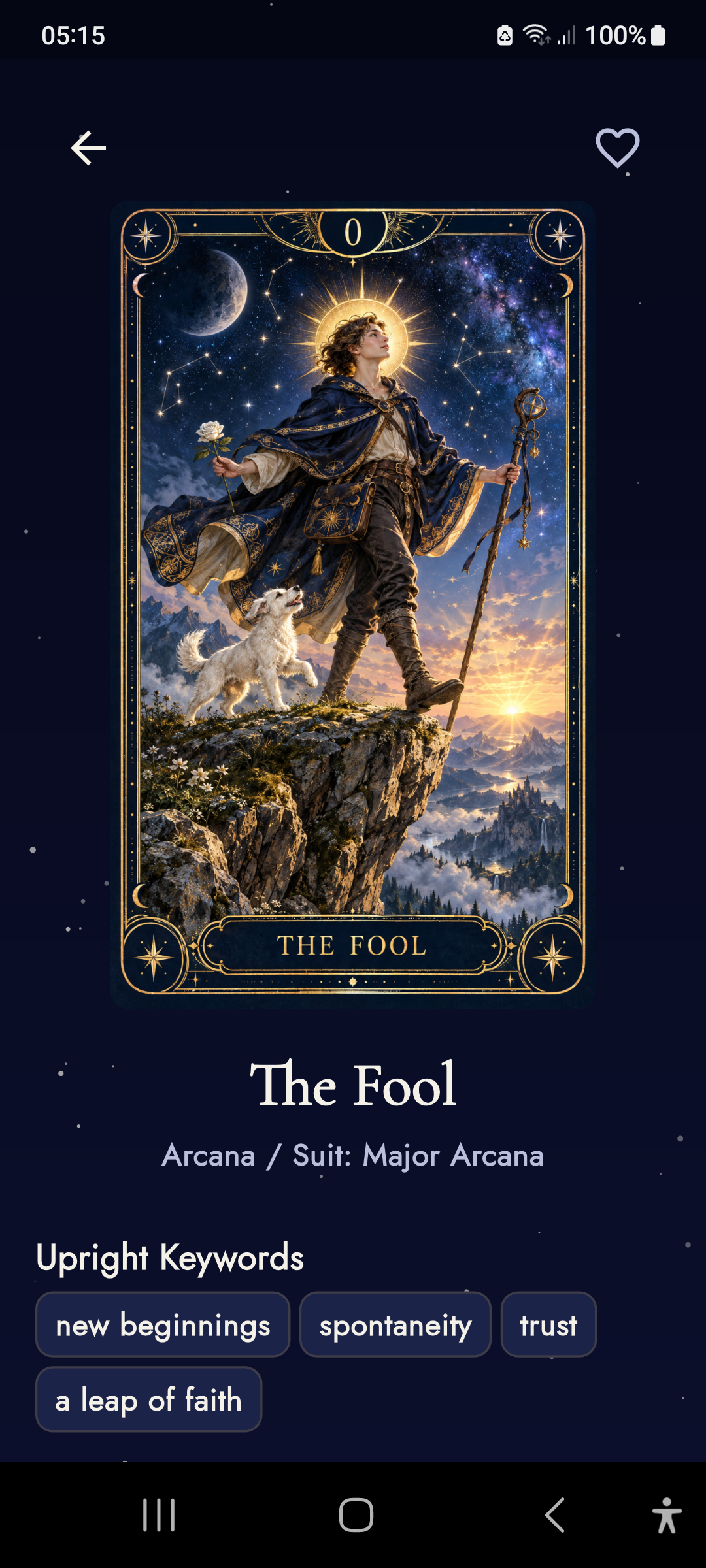 Stellar Tarot — card detail